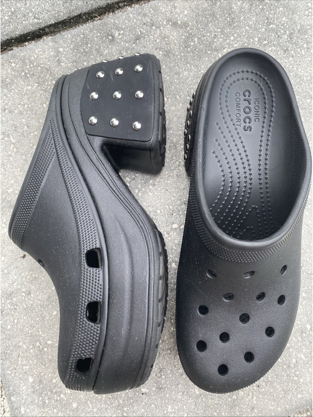 Crocs Siren Studded Heel Clogs - Black - Men's 11 Gothic Chunky
